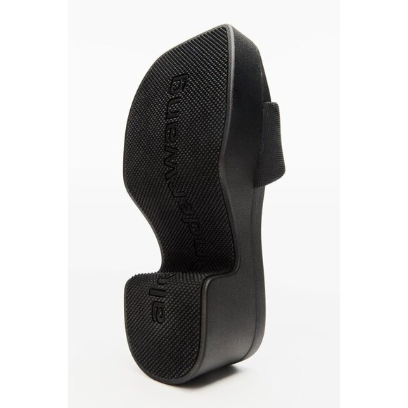 Alexander Wang AW Platform Slides in Black 37 New with Box Womens Logo Heels - Picture 6 of 16